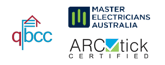 QBCC, Master Electricians Australia, ARC Tick Certified logos